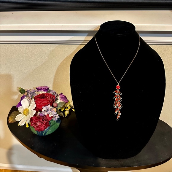 Miguel Ases Red Coral Color Pendant and Matching Earrings - Set - Picture 2 of 16